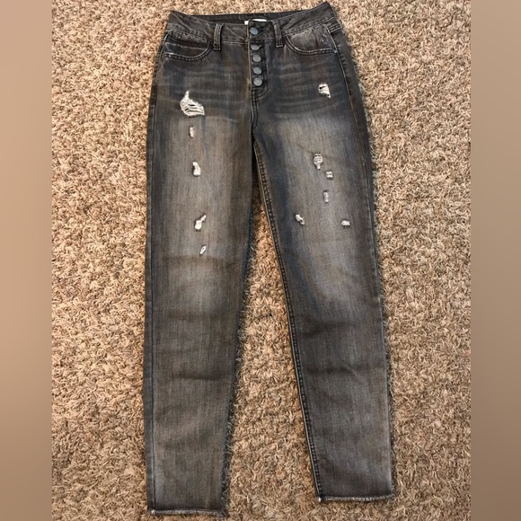 Ivy + Main button high waist distressed skinny jeans - Picture 2 of 12